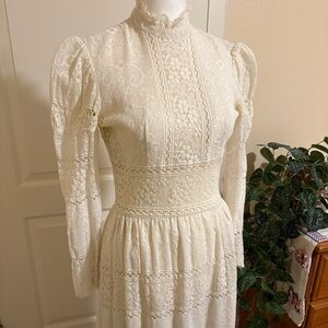 Vintage 70s Lanz Lace Maxi Dress